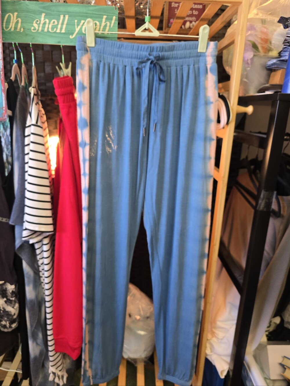 #0682 NWOT Small KORI Joggers Turq/Pink 14-17"Wst 13"Rise 34"Inseam 100 Cotton
